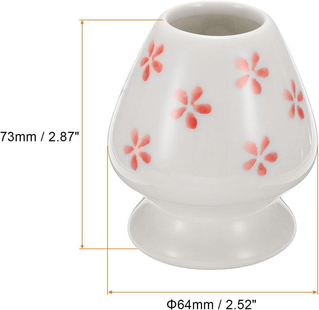 HARFINGTON Ceramic Chasen Stand 73mm Matcha Whisk set Cherry Blossoms White