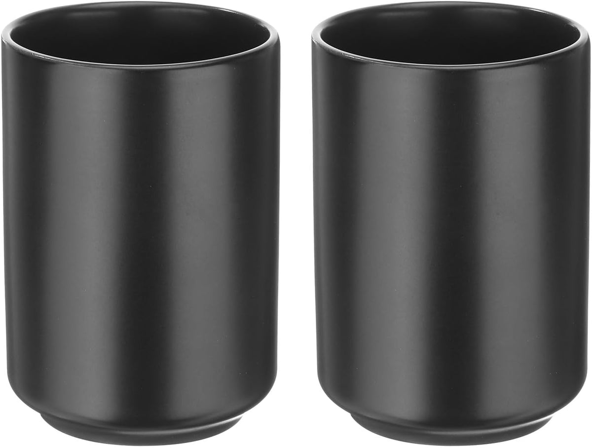 HARFINGTON 2pcs Japanese Ceramic Tea Cups 8oz / 240ml Simple Solid Color No Handle Ceramic Tea Mugs Matte Glazed Cylindrical Cup for Matcha Tea Wine White Tea Coffee Drinks, White