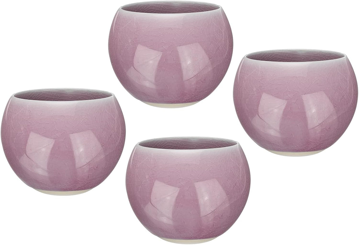 HARFINGTON 4pcs Handmade Tea Bowls 150ml / 5oz Ice Crack Decoration Chinese Japanese Teacup Ceramic Gong Fu Tea Set for Office Home Gifts, Green