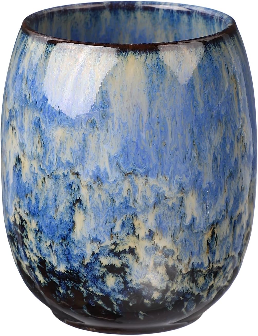 HARFINGTON Chinese Ceramic Teacup 5.41oz Sapphire Blue No Handle