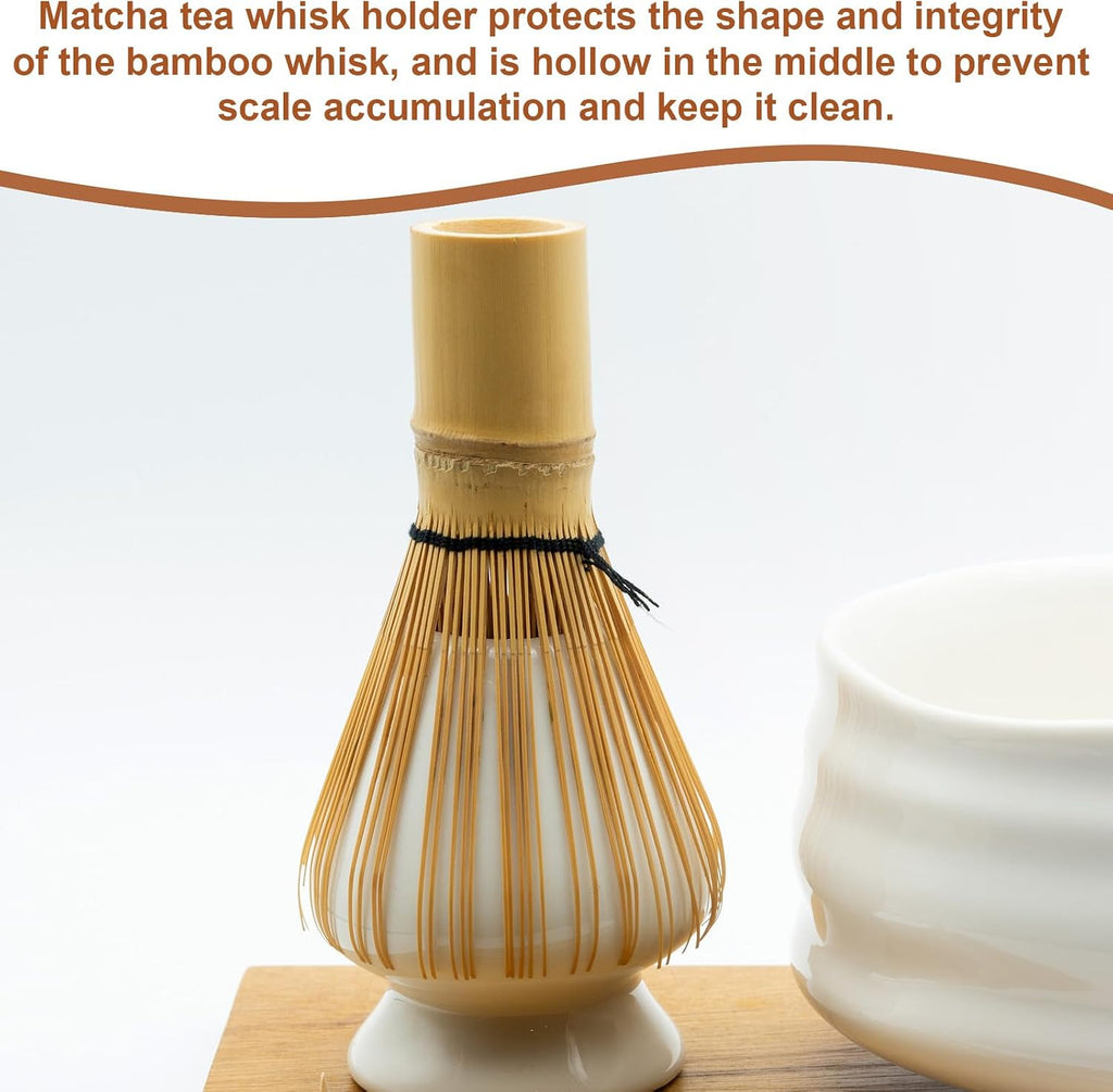 HARFINGTON Ceramic Chasen Stand 75mm Matcha Whisk Holder Teas Set Whisks Stand Traditional Matcha Tea Chasen Holder Tea Set Accessories for Tea Tasting, Black