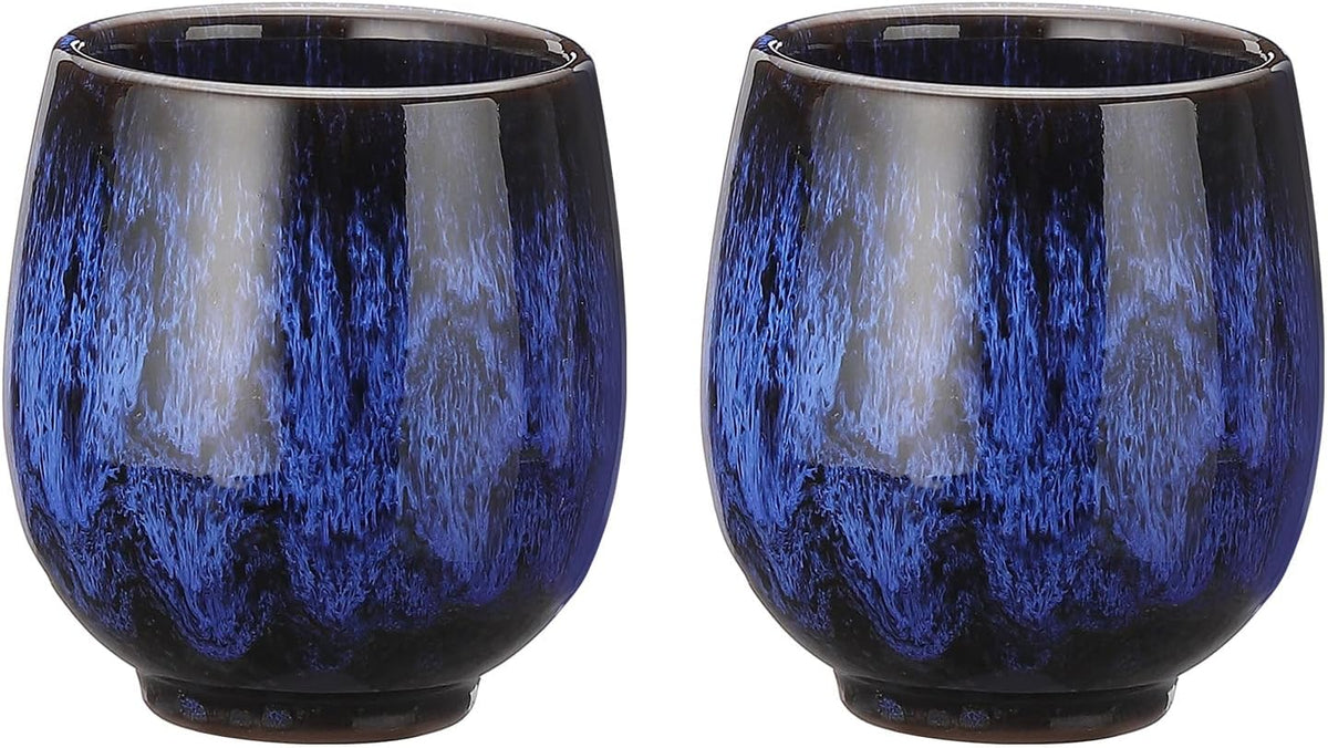 HARFINGTON Chinese Ceramic Teacup 5.41oz Sapphire Blue No Handle