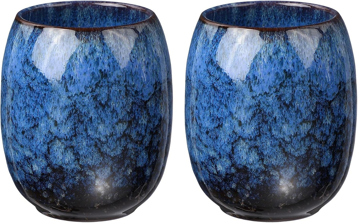 HARFINGTON Chinese Ceramic Teacup 5.41oz Sapphire Blue No Handle