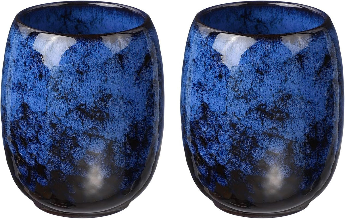 HARFINGTON Chinese Ceramic Teacup 5.41oz Sapphire Blue No Handle